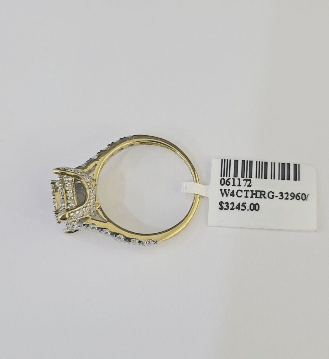Real 10k Diamond Ladies Ring Yellow Gold Bridal Women Engagement Wedding - GoldenlinQ